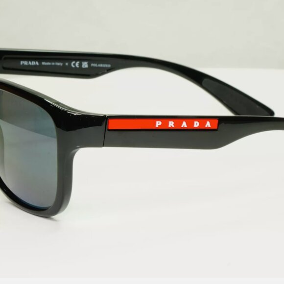 Prada Polarised Black Sunglasses Square Stripe 59mm - Picture 3 of 4